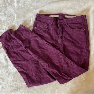 Anthropologie purple pants Pilcro and the Letterpress sz 28 texture pattern